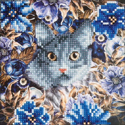 Crystal Art Card Kit - Cat and Flowers