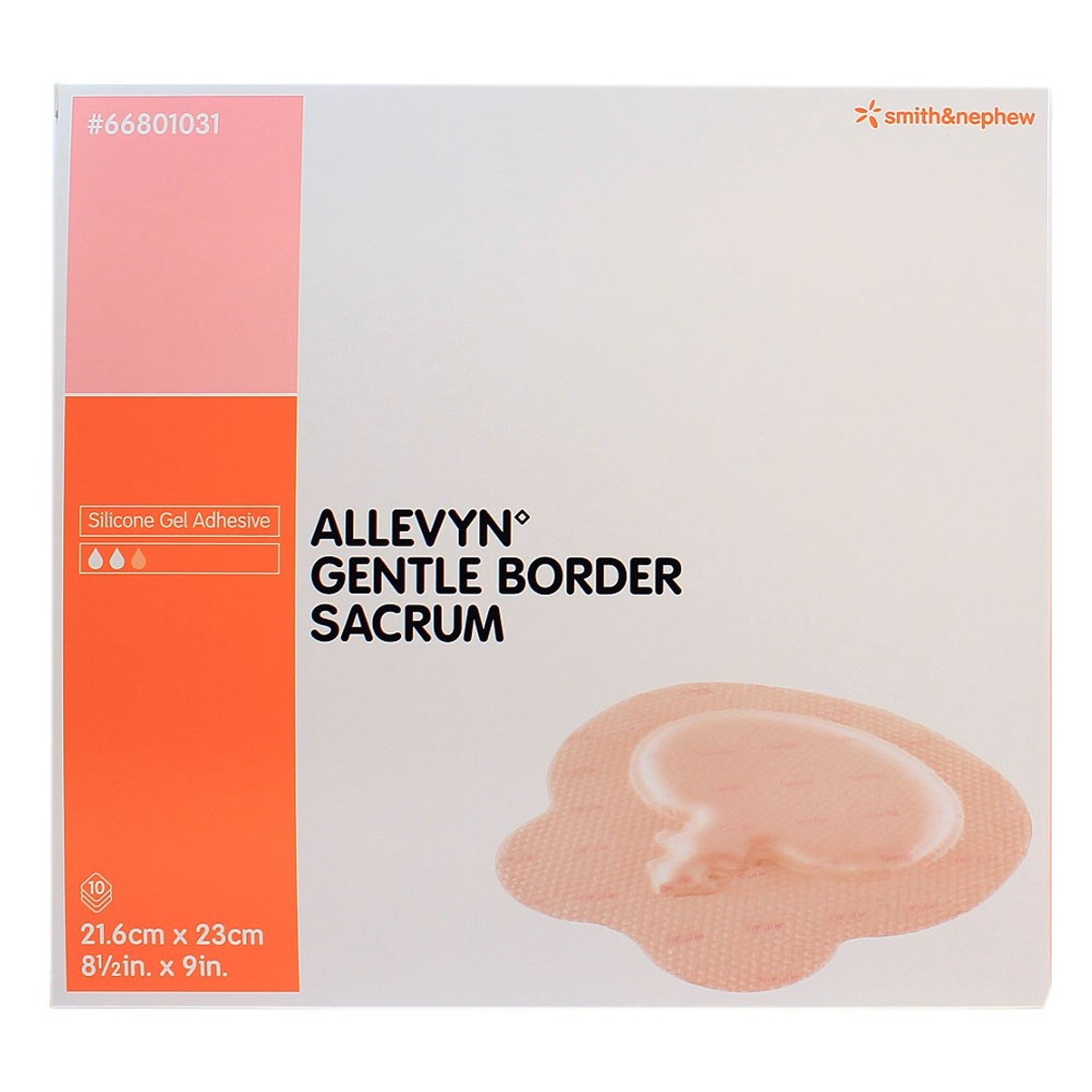 Allevyn Gentle Border Silicone Gel Adhesive, Pink, 8 x 9 Inch MK 831048