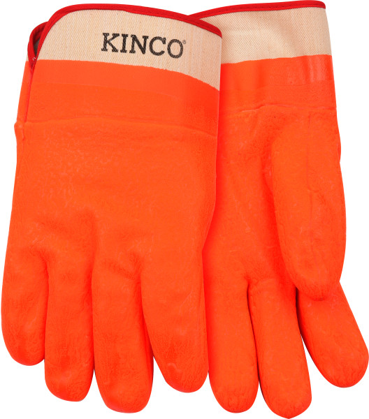 Lined Hi-Vis Orange Sandy Finish PVC with Safety Cuff