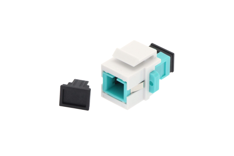 SC/UPC Multimode Simplex OM3 Keystone Jack | Aqua | Fiber Optic Insert