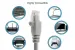 Cat6A Ethernet Patch Cable, Half-moon Boot, UTP, 1 ft, Gray
