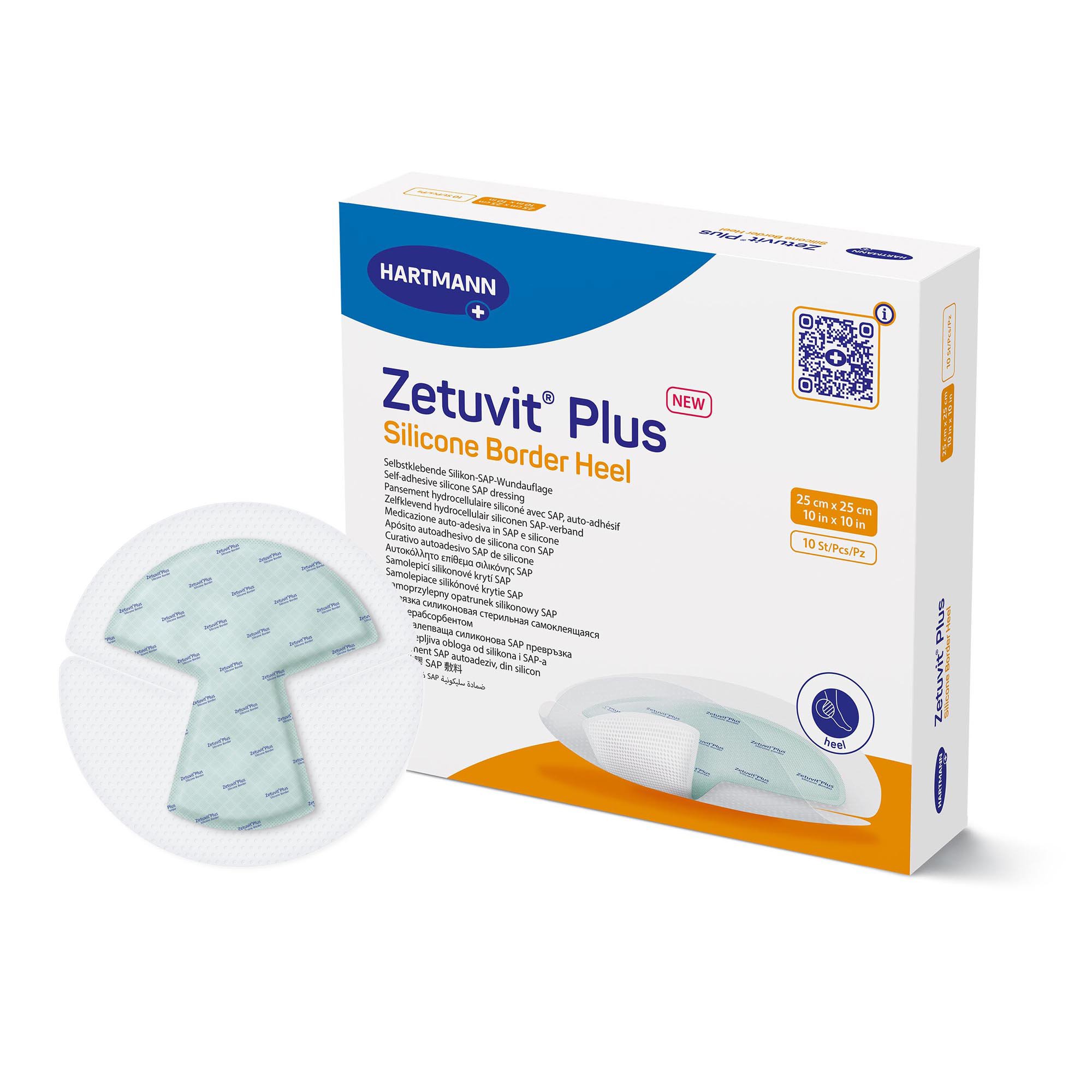 Zetuvit Plus Silicone Border Super Absorbent Dressing, 10 x 10 Inch Heel MK 1235835