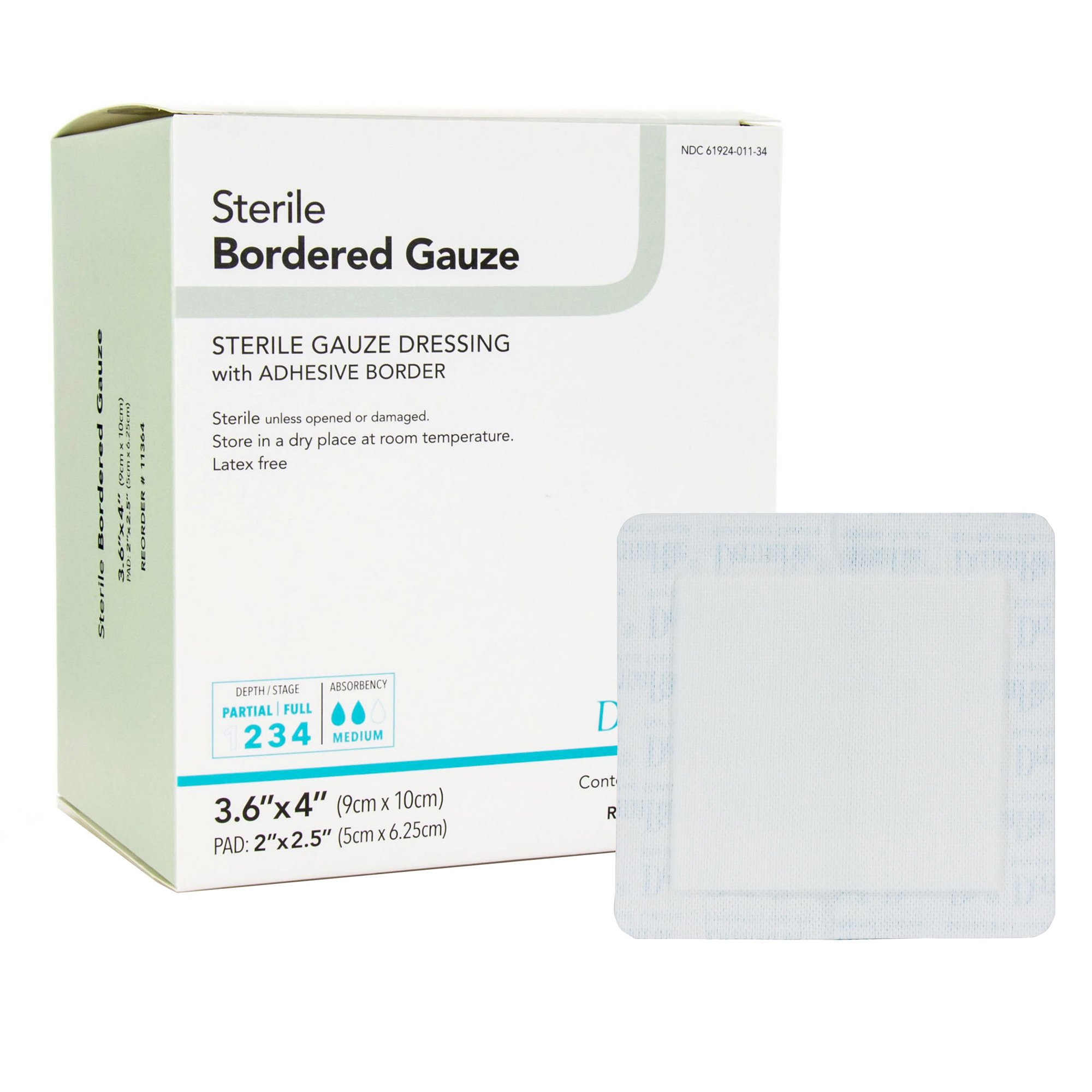 DermaRite Gauze Adhesive Dressing, White, Sterile, 3-3/5 x 4 inch MK 946442