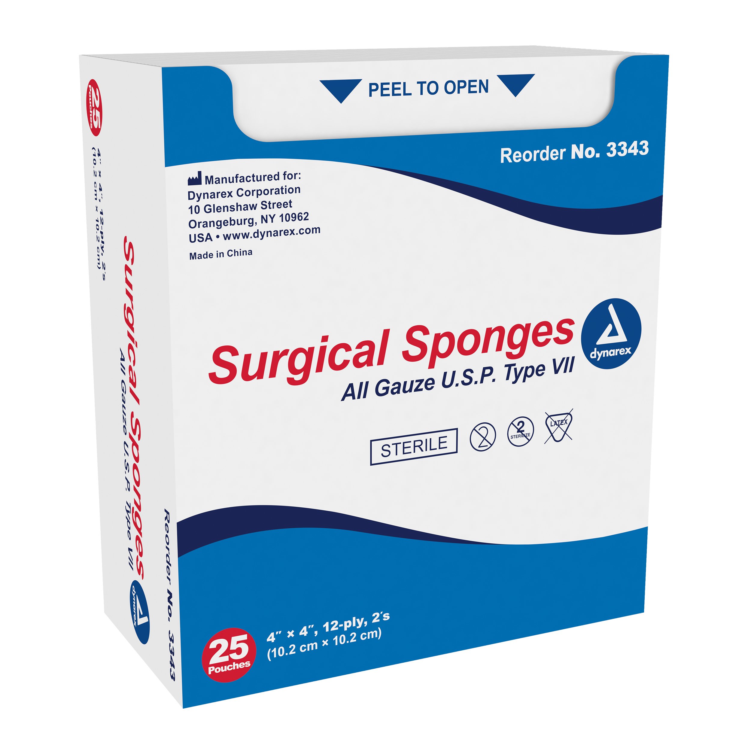 dynarex Sterile Gauze Sponge, 4 x 4 Inch, 12-Ply MK 583393