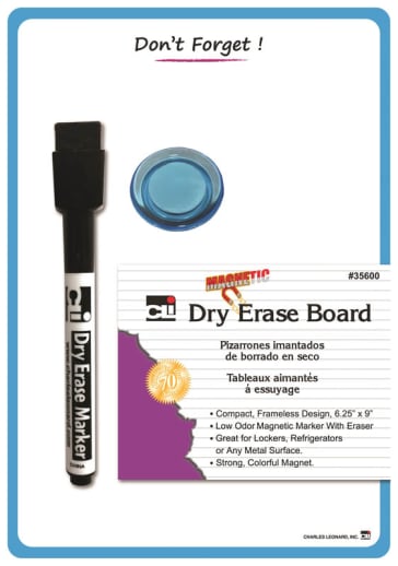 Magnetic "Don't Forget" Whiteboard 6.25" x 9" with Magnetic Marker/Eraser & Magnet
