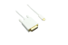USB Type C to DVI Male v3.1 Cable 1080p, White, 3Ft