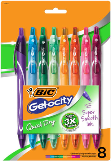 BIC Gel-ocity Quick Dry Retractable Gel Pen 0.7mm Assorted Colors (8 pack)