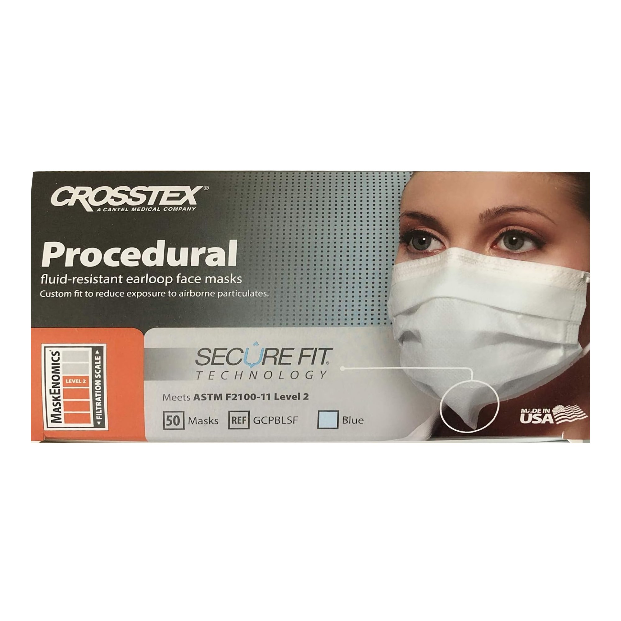Crosstex Procedural Mask with Secure Fit, Blue MK 811601
