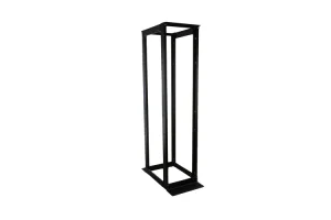 19in 4 Post Open Frame Rack, Adjustable Depth, Black