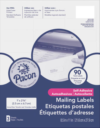 Mailing Labels, White -Self Adhesive (8.5" x 11")