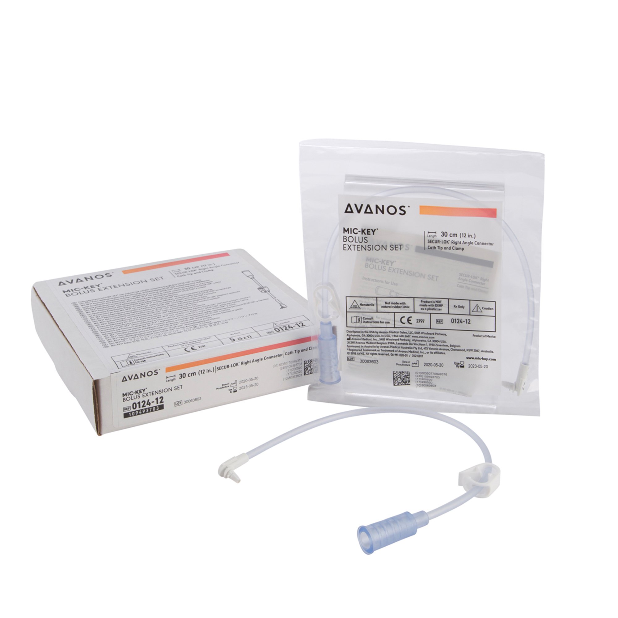 Bolus Extension Feeding Tube Set, Mic-Key, 12 inch, Cath Tip, Secur-Lok Clamp and Connector MK 315259