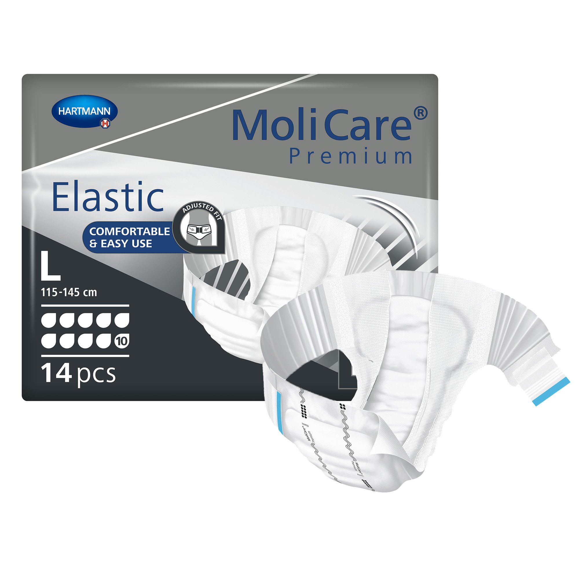 MoliCare Premium Elastic 10 Drop Absorbency Incontinence Briefs, Large MK 1153087
