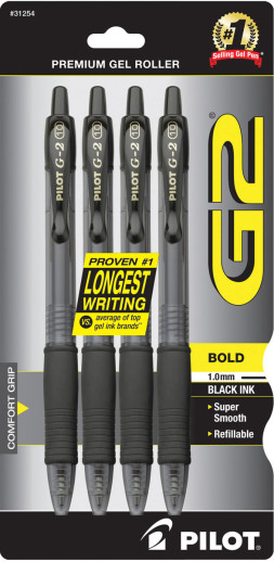 G2 1.0 Bold Pen - Black (4 pack)