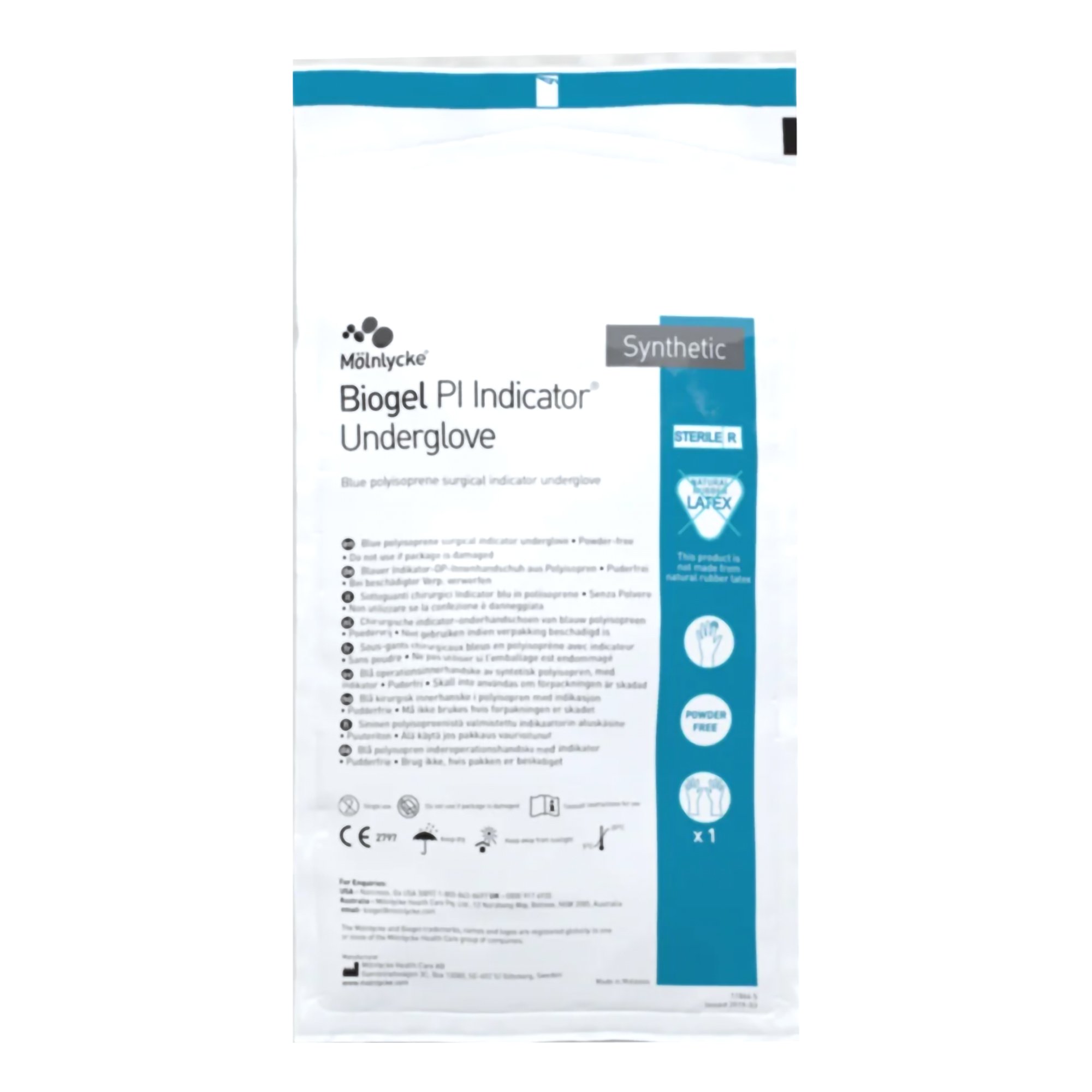 Biogel PI Indicator Polyisoprene Surgical Underglove, Size 6.5, Blue MK 689032