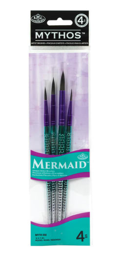 Royal & Langnickel Mythos Mermaid Black Taklon Round Paint Brush Set (4 piece)