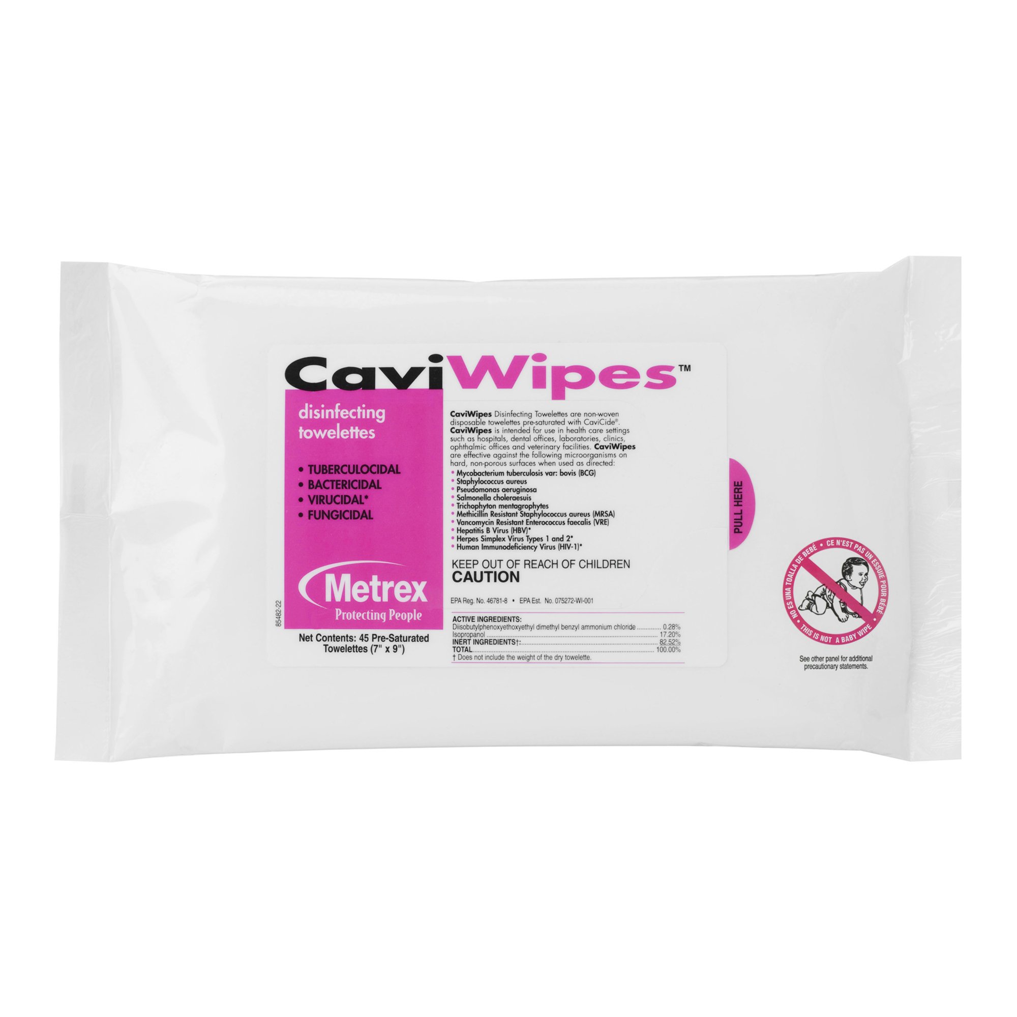 Metrex CaviWipes Surface Disinfectant Alcohol-Based Wipes, 7 x 9 Inch MK 651840