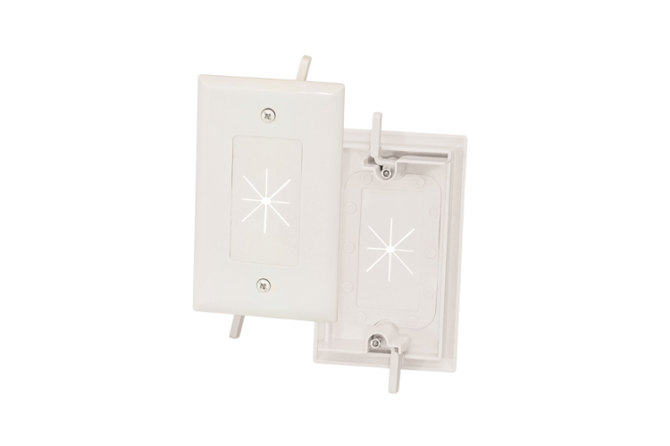 1-Gang Feed-Through Wall Plate with Flexible Opening, White