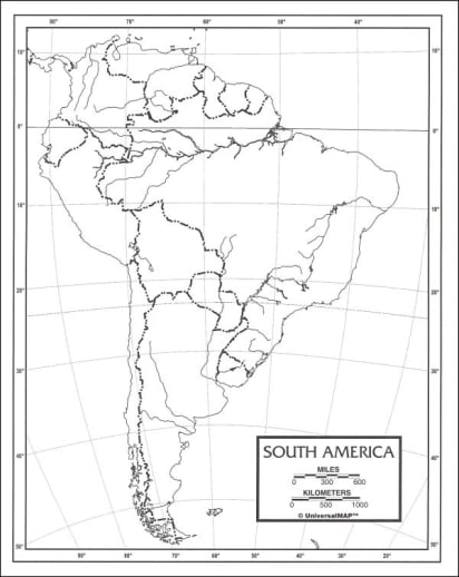 South America Map Paper single (8+" x 11")
