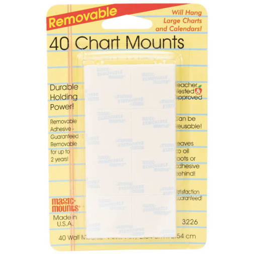 Removable Chart Mounts - 40 count (1" x 1")