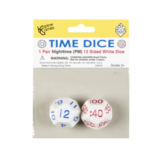 Time Dice 1 Pair Nighttime 12 Sided White