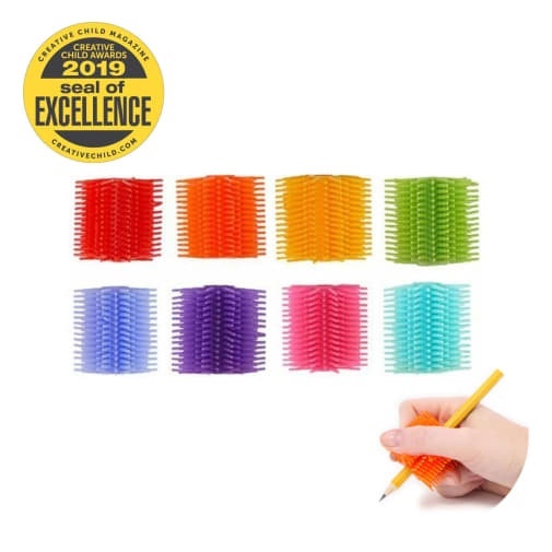 Spike Silicone Fidget Play Pencil Gripper - assorted 8 pack