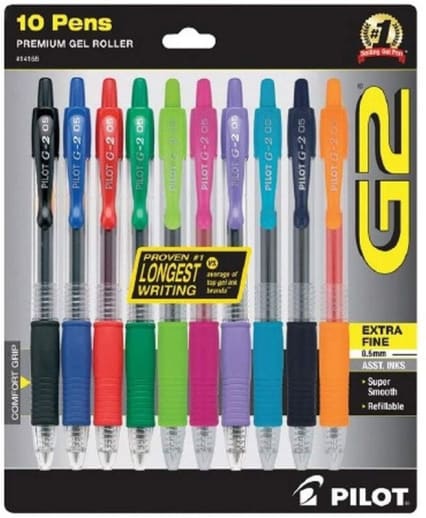 G2 Prem Gel Roller Extra Fine Point Pen (assorted colors) 10 pack
