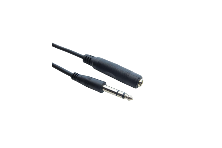 1/4" Stereo Male to Female Audio Cable, Black PVC, 6Ft 1/4" Stereo Male to Female Audio Cable, Black PVC, 6Ft