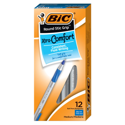 BIC Round Stic Grip Xtra Comfort Blue Medium Point (1.2mm) Dozen Box