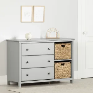 Commode 3 tiroirs avec paniers de rangement