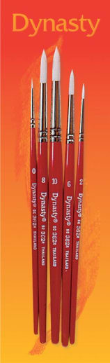 Dynasty White Nylon Round Paint Brushes - 5 pack assortment (Set DB-5)