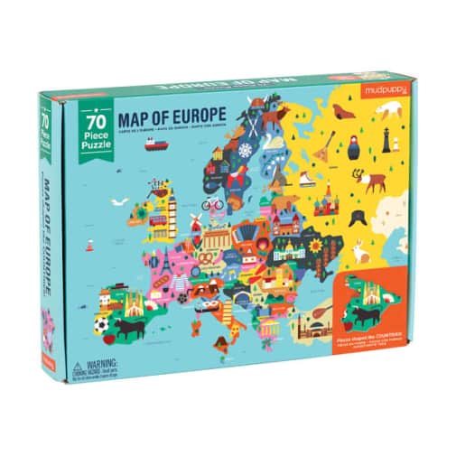 Mudpuppy Map of Europe Shaped Puzzle Pieces (70 Piece Set)
