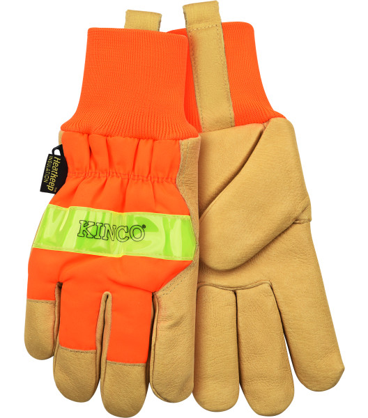 Lined Hi-Vis Orange Grain Pigskin Palm with Knit Wrist