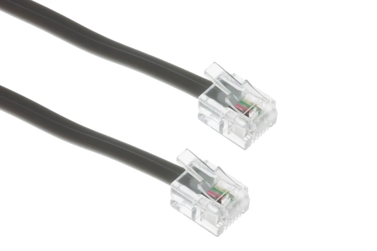 RJ11 Straight Modular Telephone Cable, Silver, 25ft, 6P/4C