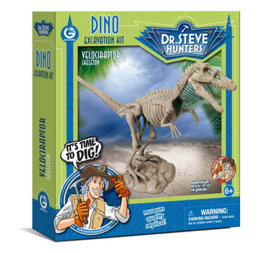 Dino Excavation Kit - Velociraptor Skeleton (14 Pieces)