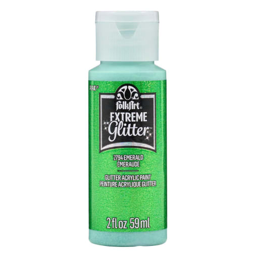Folkart Color Acrylic Paint Emerald Extreme Glitter - 2 oz