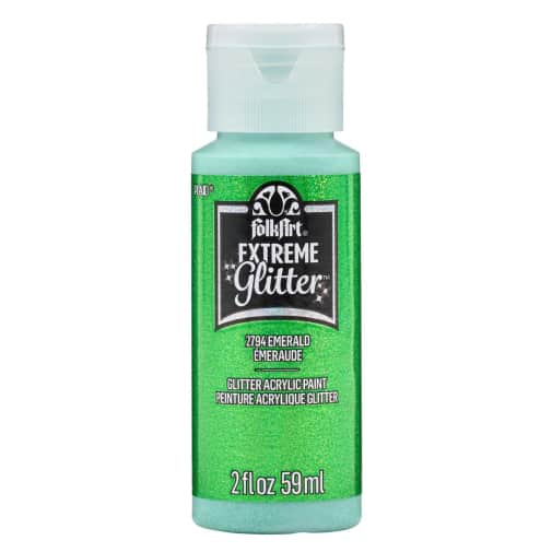 Folkart Color Acrylic Paint Emerald Extreme Glitter - 2 oz