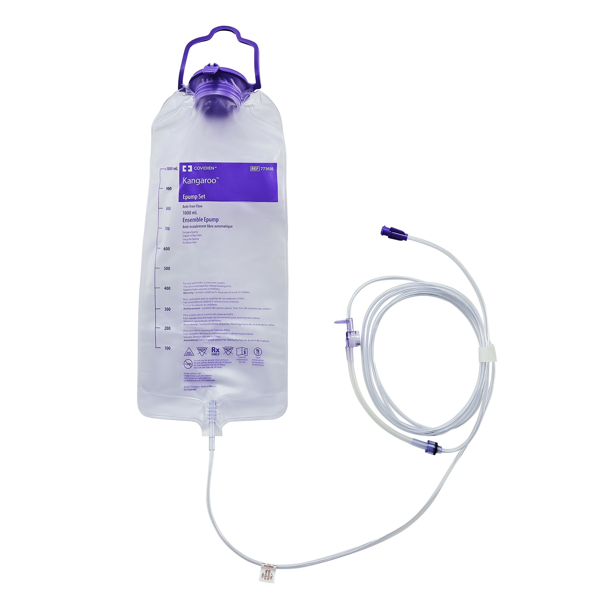Enteral Feeding Pump Bag Set without ENFit Transitional Adapter Kangaroo ePump 1000 mL PVC NonSterile MK 1214070