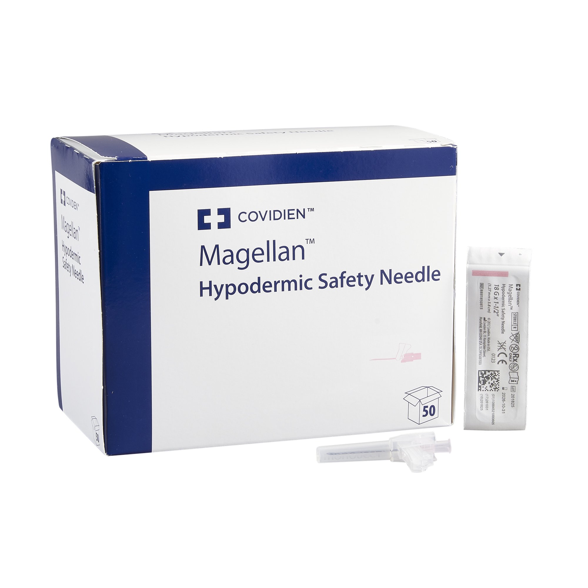 Monoject Magellan Safety Hypodermic Needle, 18 Gauge, 1.5 Inch Length MK 451033