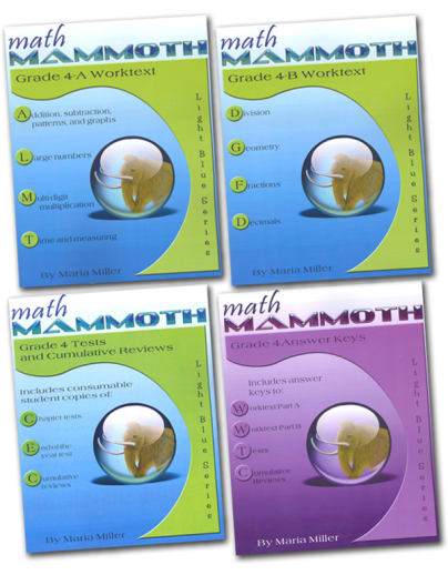 Math Mammoth Grade 4 Set (2020 Edition, Black and White)