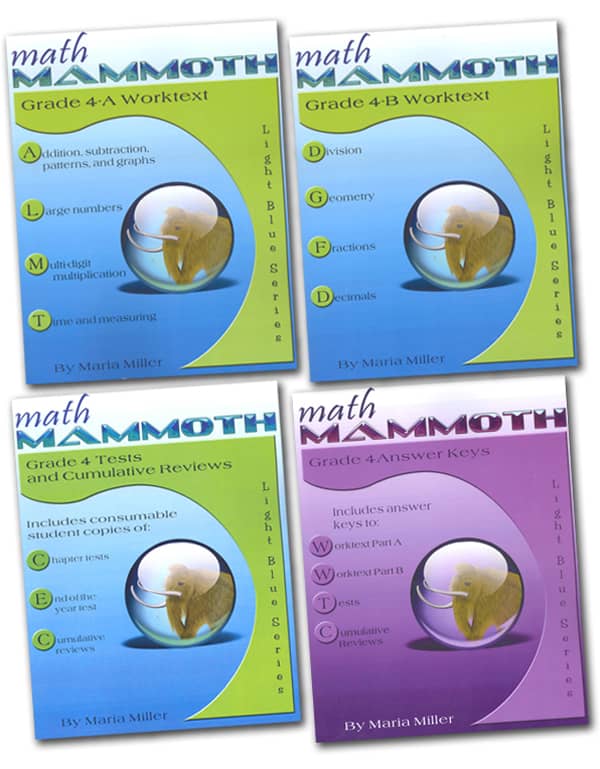 Math Mammoth Grade 4 Set (2020 Edition, Black and White)