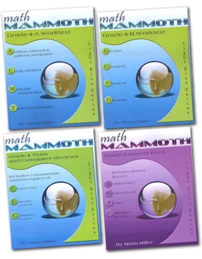 Math Mammoth Grade 4 Set (2020 Edition, Black and White)