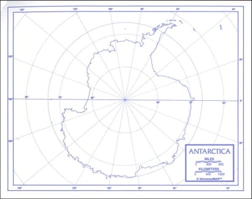 Antarctica Map Paper single (8+" x 11")
