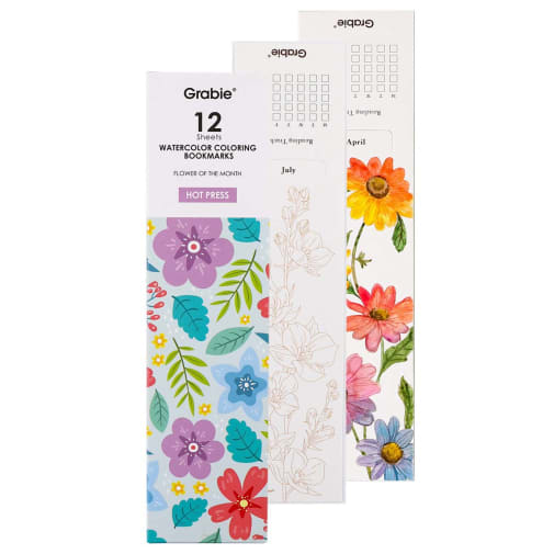 Watercolor Coloring Bookmarks - Floral Edition