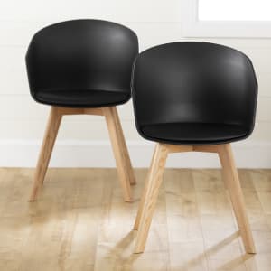 Flam - Dining Chair with Wooden Legs - Set of 2 Flam - Dining Chair with Wooden Legs - Set of 2