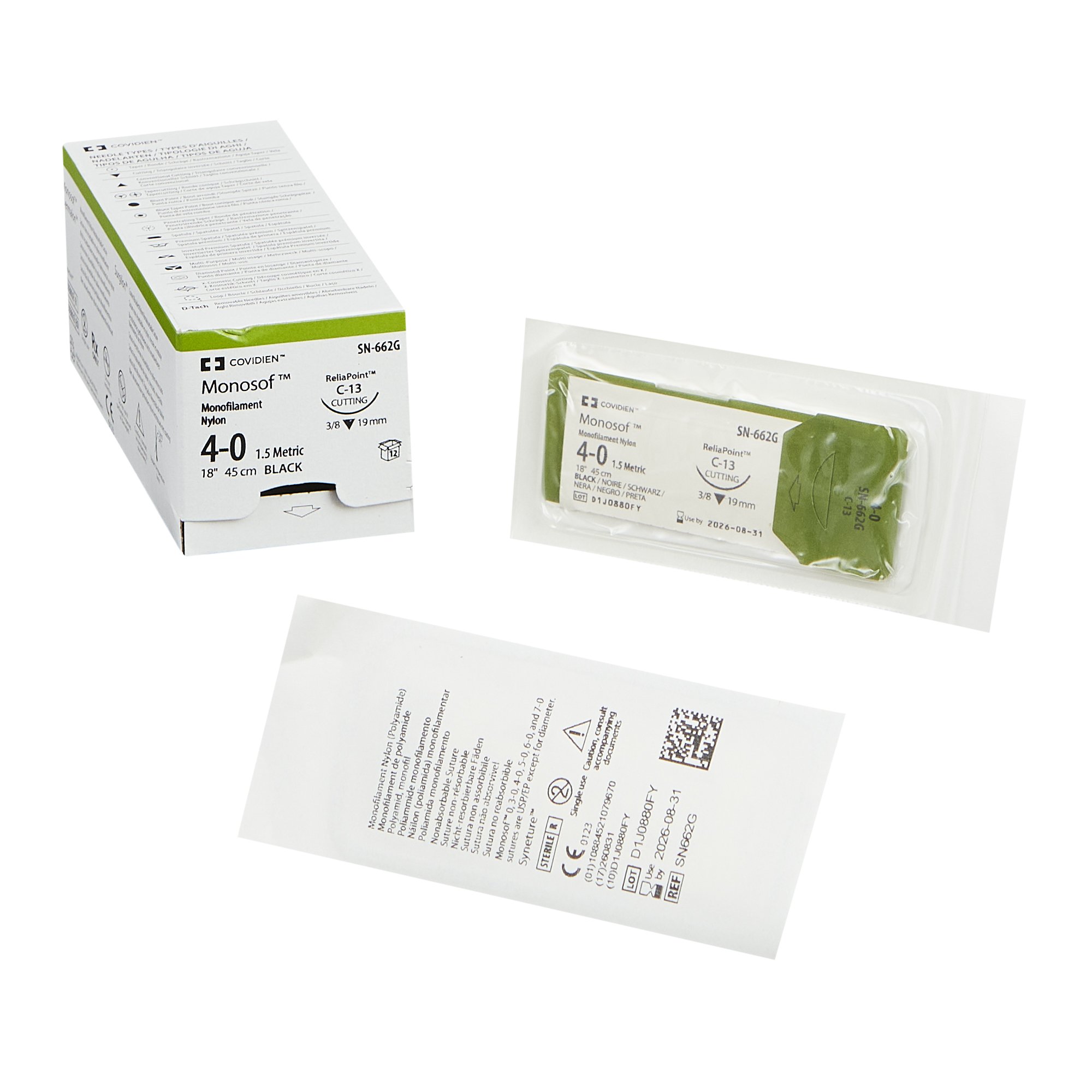 Monosof Nonabsorbable Suture with Needle, 3/8 Circle MK 360677