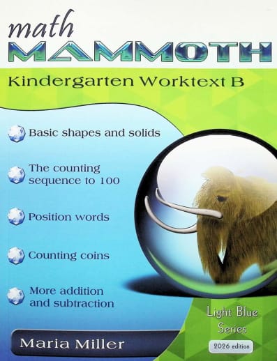 Math Mammoth Grade K-B Worktext (2026 Edition, Full Color)
