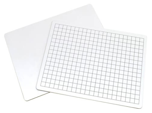 Math Whiteboard 2-sided (1/2" Grid/Plain) 9" x 12"