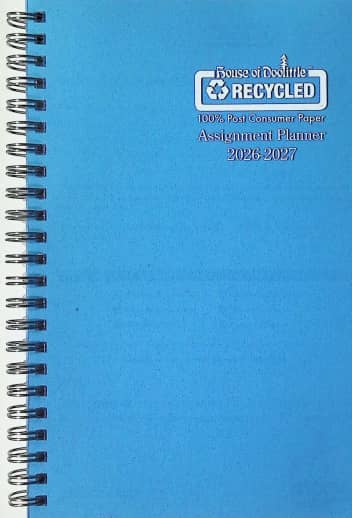 Student Assignment Planner Blue Vinyl August 2026 - August 2027