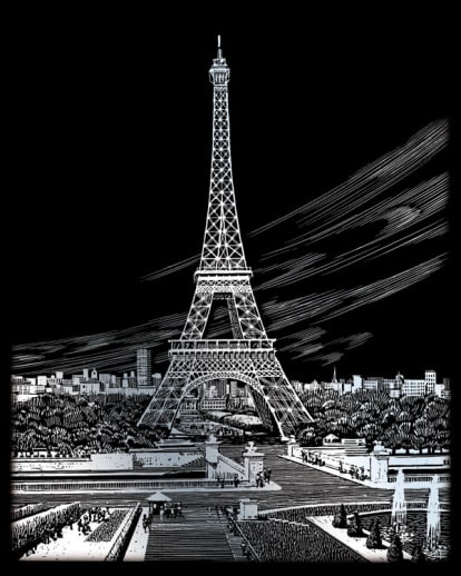 Engraving Art - Eiffel Tower (Silver Foil)