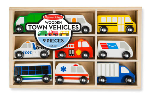 Melissa & Doug Wooden Town Vehicles (9 Pieces)